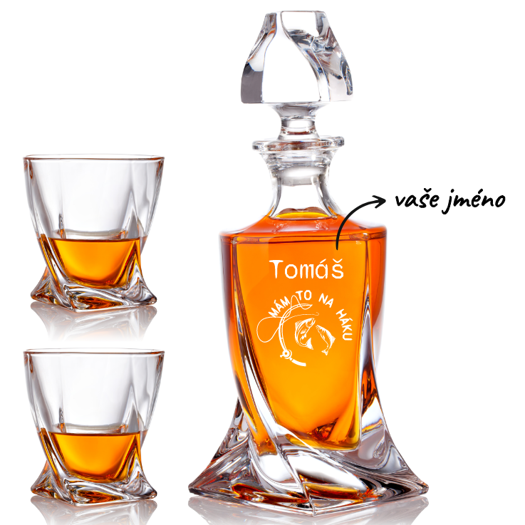 Bohemia Crystal křišťálový whisky set pro rybáře MÁM TO NA HÁKU