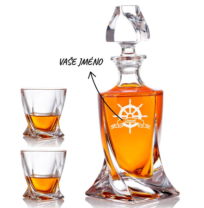 Bohemia Crystal křišťálový whisky set s gravírováním Bucaneer 1+2