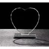 Skleněná plaketa na podstavci SRDCE 15 cm 1KS