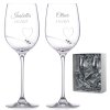 Svatební sklenice na bílé víno Romance simple s krystaly Swarovski v prémiovém saténovém balení 330 ml 2KS