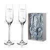 Svatební sklenice na šampaňské Romance simple s krystaly Swarovski v prémiovém saténovém balení 200 ml 2KS