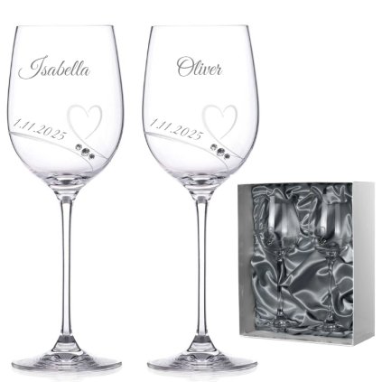Hochzeitsgläser für Weißwein Romance mit Swarovski-Kristallen und In hochwertiger Satinverpackung 330 ml 2 Stück