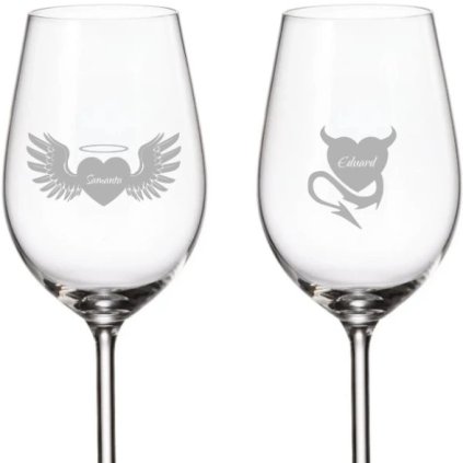 Esküvői fehérboros poharak ANGYAL ÉS ÖRDÖG 350 ml 2 db