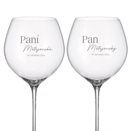 Esküvői vörösboros poharak ÚR ÉS MRS 750 ml 2 db