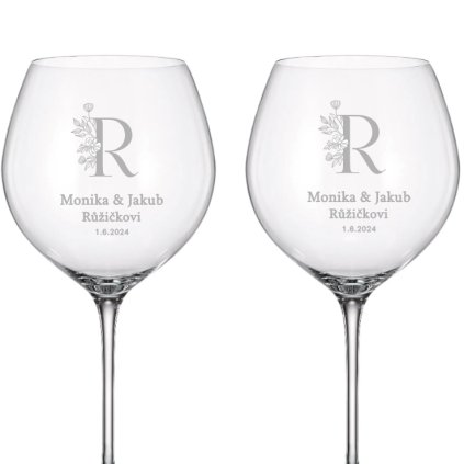 Esküvői vörösboros poharak IFJÚ PÁR 750 ml 2 db