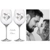 Esküvői fehérboros poharak  az ifjú házasok fotóival 480 ml 2 db