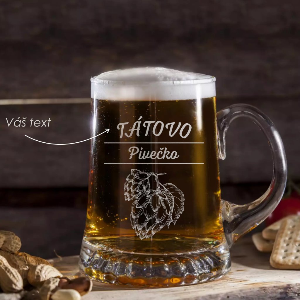 9789 rucne foukany pullitr na pivo s gravirovanim tatovo pivecko 500 ml 1ks