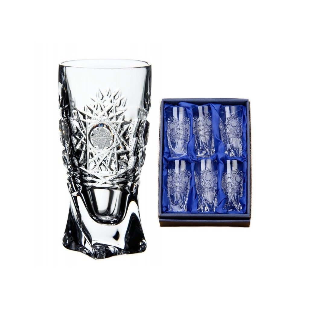 3038 1 bohemia crystal rucne brousene sklenice na destilaty quadro 500pk 50 ml 6ks