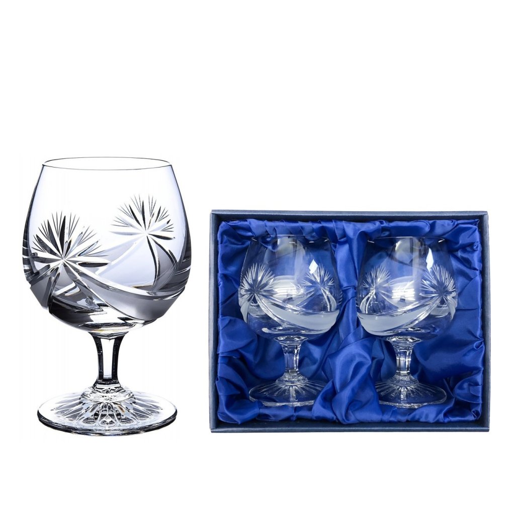 4181 3 bohemia crystal rucne brousene sklenice na rum brandy a konak masle 280 ml 2ks