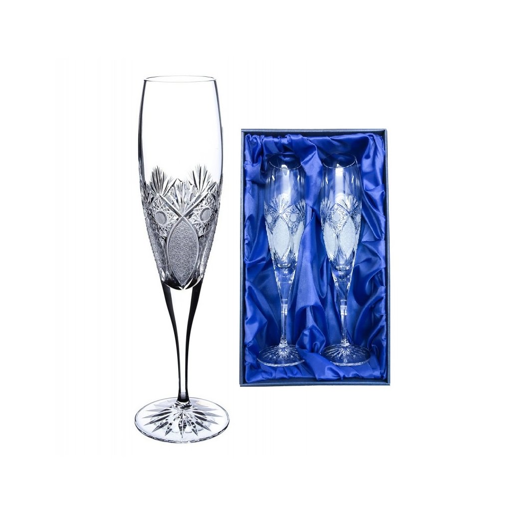 6233 bohemia crystal rucne brousene sklenice na sampanske exclusive 150 ml 2ks