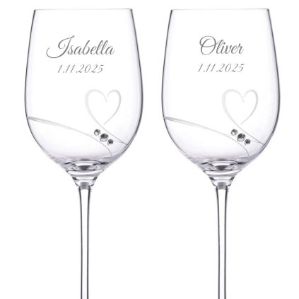 Svadobné poháre na červené víno Romance simple s kamienkami Swarovski 330ml 2KS