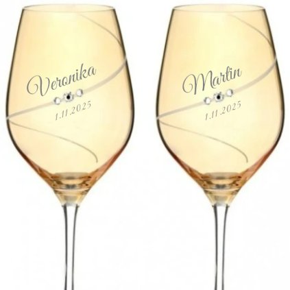 Svadobné poháre na biele víno Silhouette City Amber s kryštálmi Swarovski 360 ml 2KS