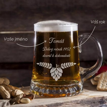 9753 1 rucne foukany pullitr na pivo s gravirovanim chmel 02 500 ml 1ks
