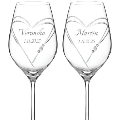 Svadobné poháre na biele víno Aphrodite s krystaly Swarovski 360ml 2KS VARIANTA 3