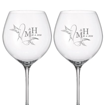 10430 1 svatebni sklenice na cervene vino holubice 750 ml 2ks