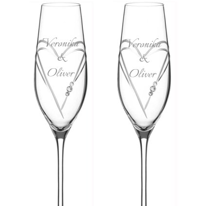 Svadobné poháre na šampanské Aphrodite s krystaly Swarovski 2KS VARIANTA 1