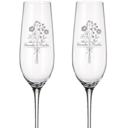 Svadobné poháre na šampanské LUČNÉ KVETY 270 ml 2KS