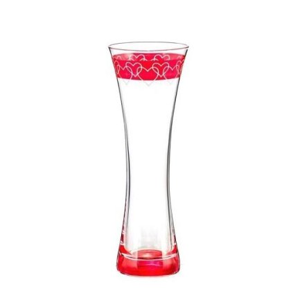 3746 crystalex cerveno bila sklenena vaza love 19 5 cm 1ks