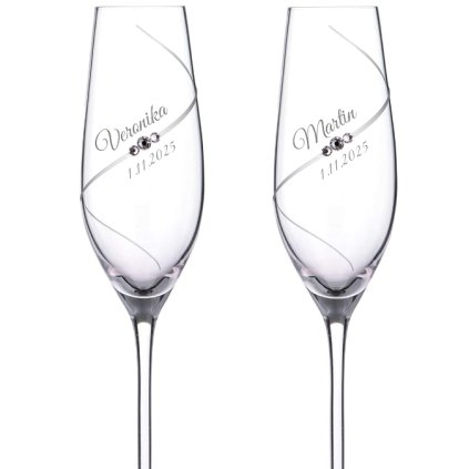 Svadobné poháre na šampanské Silhouette City s kamienkami Swarovski 210 ml 2KS