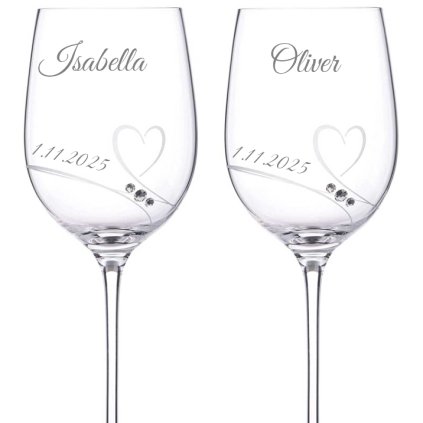 Svadobné poháre na červené víno Romance s kamienkami Swarovski 330ml 2KS
