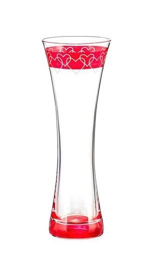 Crystalex červeno bílá sklenená váza Love 19,5 cm 1KS