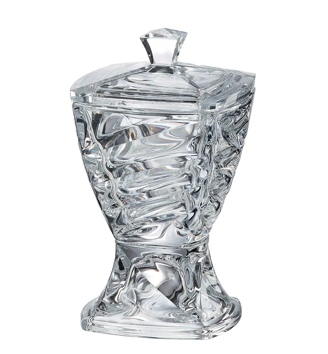 Crystalite Bohemia sklenená dóza Facet 24,5 cm