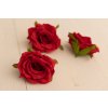 Hlavička ruže so zeleňou ČERVENÁ 9cm