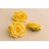 Hlavička ruže so zeleňou ŽLTÁ 9cm