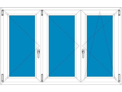 okno aluplast trojkřídlé bez sloupku štulp