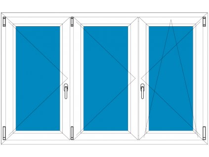 Plastové okno 210x130 Trojdílné se středovým sloupkem Aluplast Ideal 4000