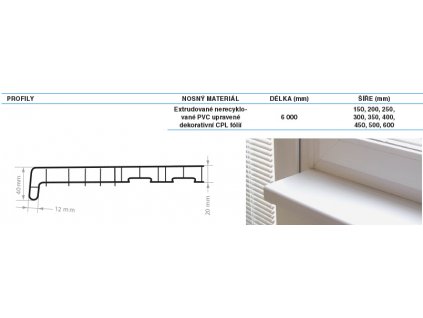 Parapety vnitřní PVC REHAU 690 mm