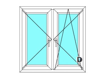 Plastové okno 90x80 Dvoudílné se středovým sloupkem Ekosun 6