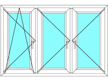 Plastové okno 150x130 Trojkřídlé se sloupky Ekosun 6