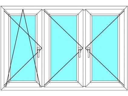 Plastové okno 270x90 Trojkřídlé se sloupky Ekosun 6