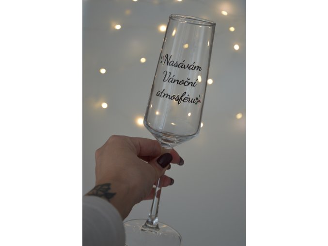 Šampusová sklenice "Nasávám Vánoční atmosfétu"