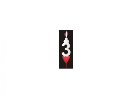 Świeczka na tort z sercem - cyfra 3