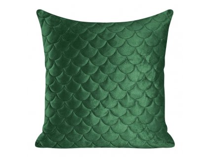Prošívaný velurový povlak na polštář ARIEL v tmavě zelené barvě 40x40cm