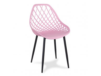 1002234 jídelní židle oslo růžová na černých kovových nohách