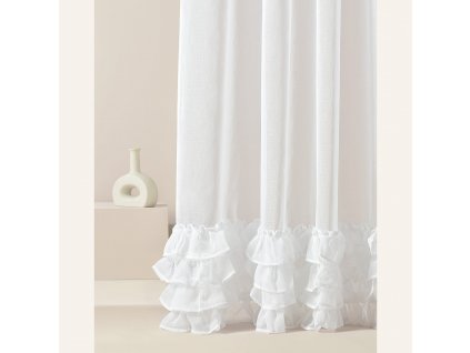 Záclona s volány FLAVIA na dekoračních kolečkách 140x250cm - bílá