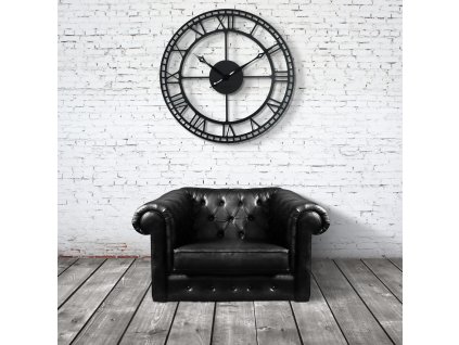 Moderní hodiny na zeď Vintage retro 80cm černé
