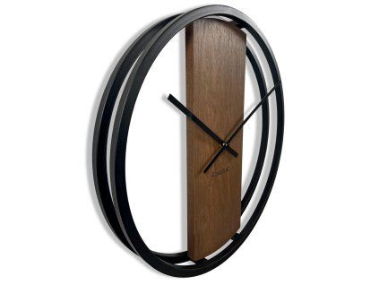 173692 kovove hodiny s dubovym drevom loft oval hnede