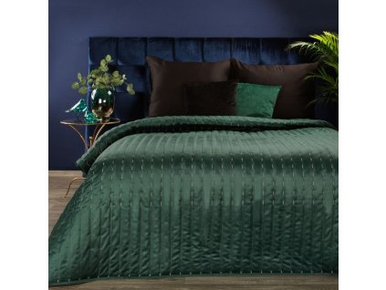 Sametový přehoz na postel FRIDA1 tmavě zelený