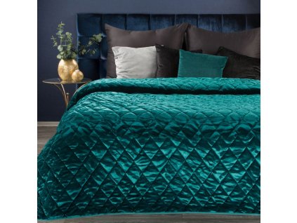 Sametový přehoz na postel KRISTIN3 v tyrkysové barvě