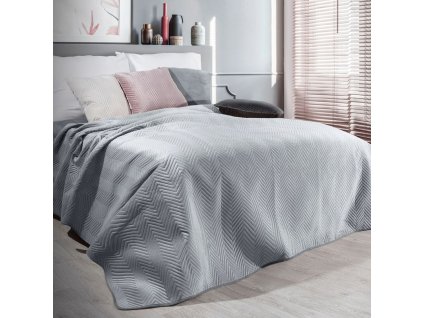 Sametový přehoz na postel NEP-08 v šedé barvě