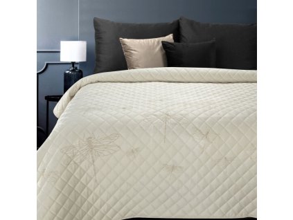 Sametový přehoz na postel NHX-01 v krémové barvě