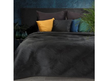 Sametový přehoz na postel NKL-03 v černé barvě