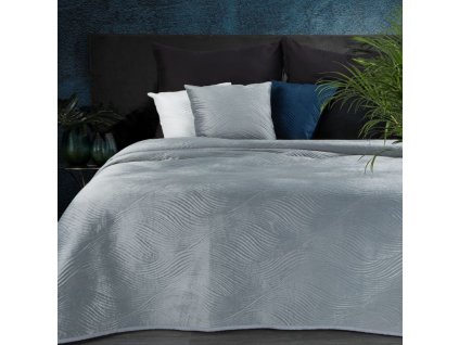 Sametový přehoz na postel NKL-05 ve stříbrné barvě