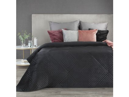 Sametový přehoz na postel SOFIA2 v černé barvě