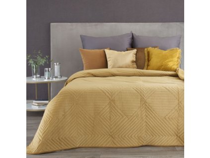 Sametový přehoz na postel SOFIA2 v medovozlaté barvě