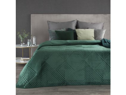 Sametový přehoz na postel SOFIA2 v tmavě zelené barvě